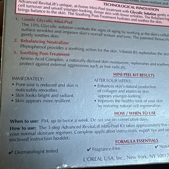 L'oreal Advanced REVITALIFT AntiAging Glycolic MiniPeel 3 Step Kit Radiant Skin - Picture 8 of 10